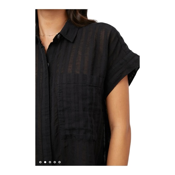 Rails Cito Stripe Cotton Button Down Shirt Black Shadow Stripe Size M - Picture 2 of 5